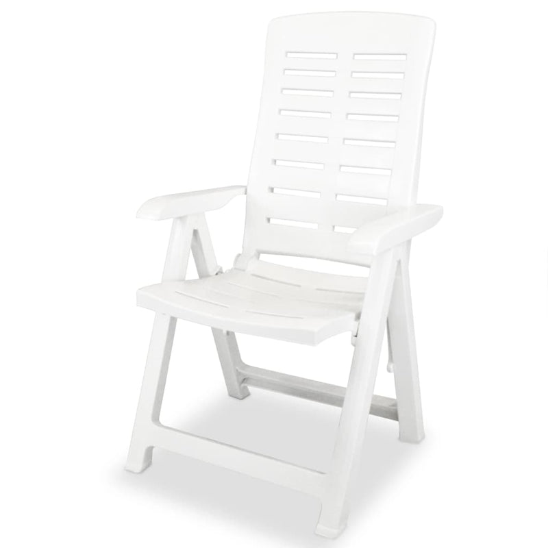 vidaXL Reclining Garden Chairs 6 pcs Plastic White