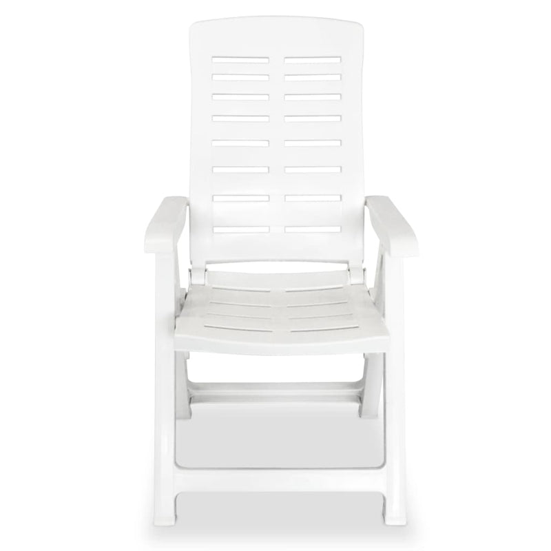 vidaXL Reclining Garden Chairs 6 pcs Plastic White