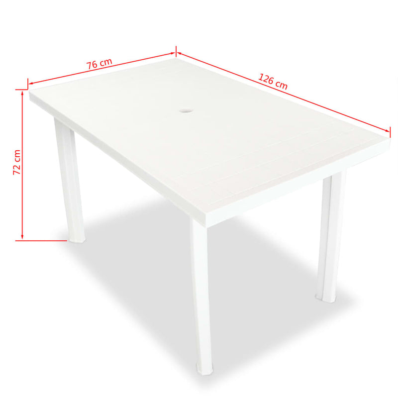 vidaXL 7 Piece Outdoor Dining Set Plastic White