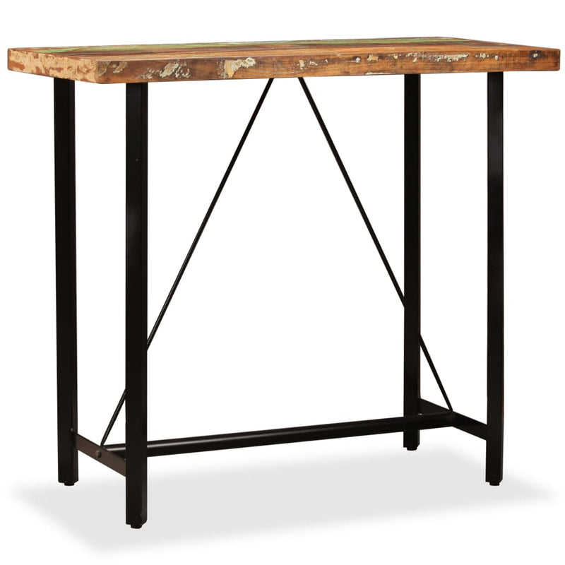 vidaXL Bar Set 5 Pieces Solid Wood Reclaimed. Genuine Leather & Canvas