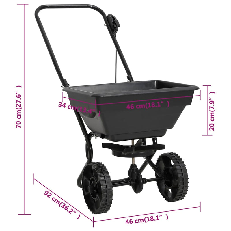 vidaXL Walk Behind Salt Spreader PVC and Steel 80x46x75 cm 15 L