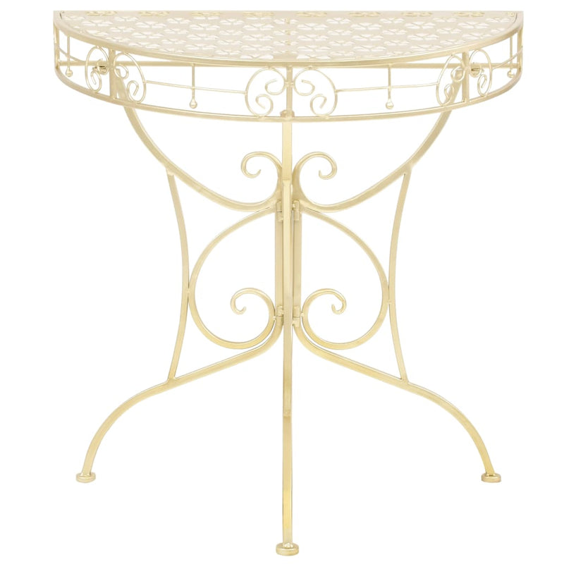 vidaXL Side Table Vintage Style Half Round Metal 72x36x74 cm Gold
