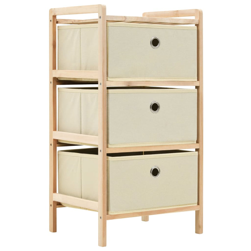 vidaXL Storage Rack with 3 Fabric Baskets Cedar Wood Beige