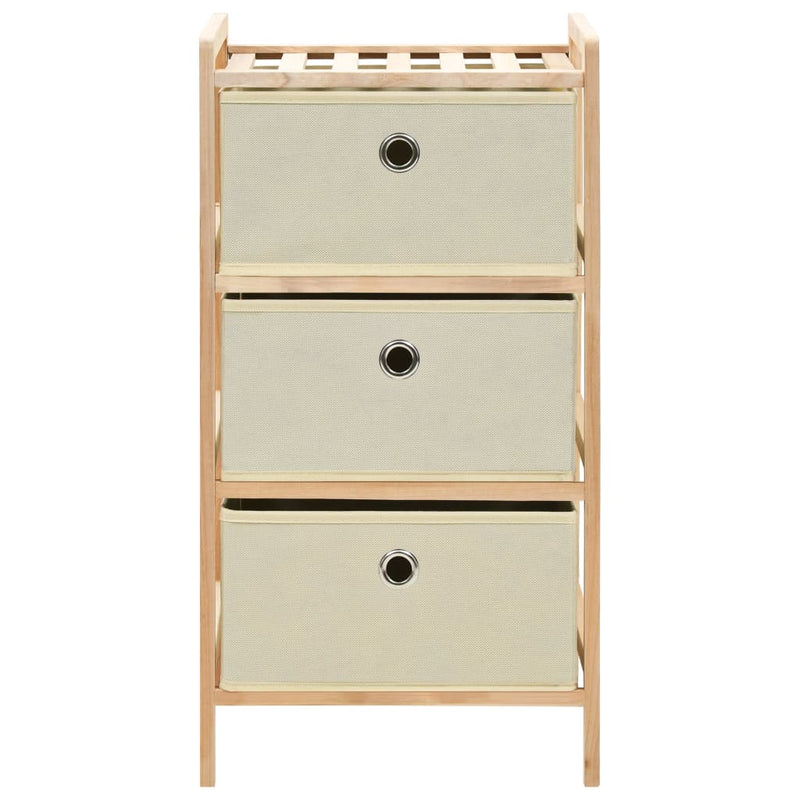 vidaXL Storage Rack with 3 Fabric Baskets Cedar Wood Beige
