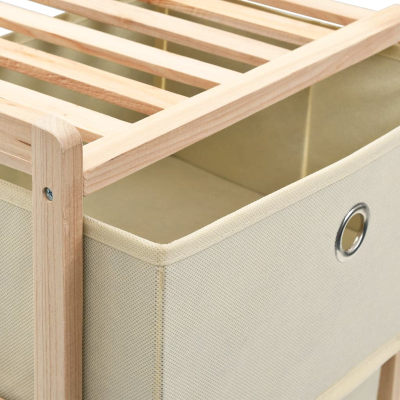 vidaXL Storage Rack with 3 Fabric Baskets Cedar Wood Beige
