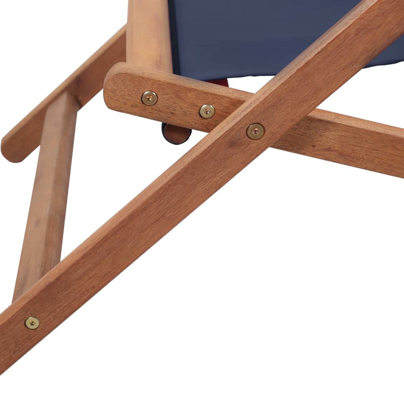 vidaXL Folding Beach Chair Fabric and Wooden Frame Blue