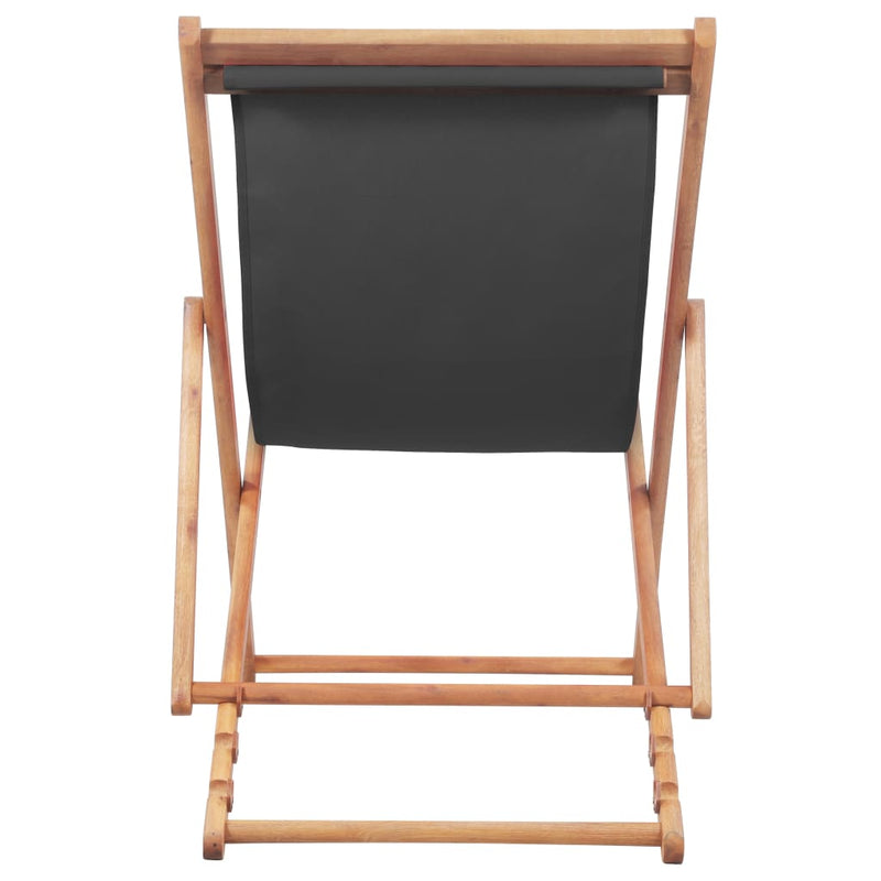 vidaXL Folding Beach Chair Fabric and Wooden Frame Grey