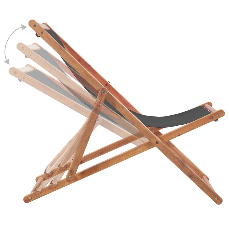 vidaXL Folding Beach Chair Fabric and Wooden Frame Grey