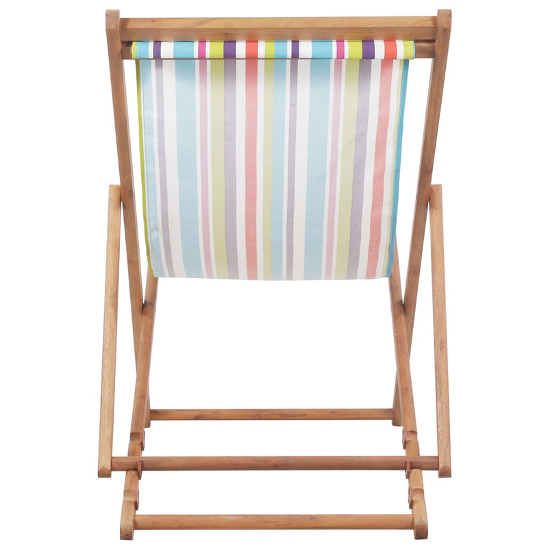 vidaXL Folding Beach Chair Fabric and Wooden Frame Multicolour