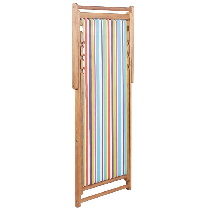 vidaXL Folding Beach Chair Fabric and Wooden Frame Multicolour
