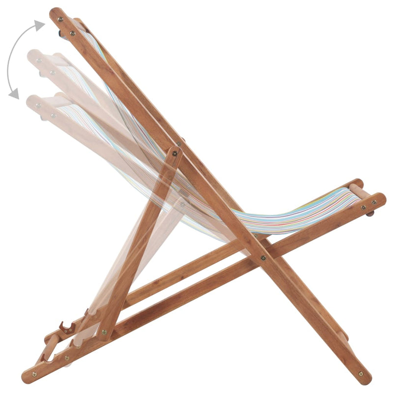 vidaXL Folding Beach Chair Fabric and Wooden Frame Multicolour