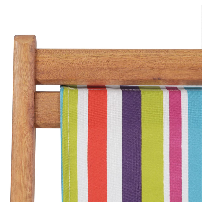 vidaXL Folding Beach Chair Fabric and Wooden Frame Multicolour