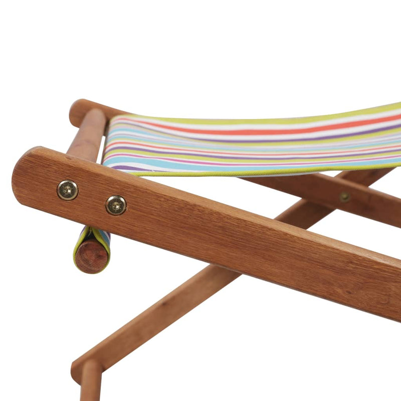 vidaXL Folding Beach Chair Fabric and Wooden Frame Multicolour