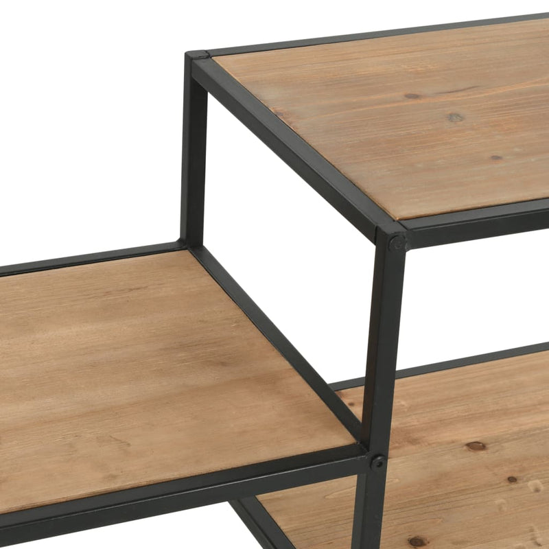 vidaXL Bookcase Solid Firwood and Steel 90.5x35x180 cm
