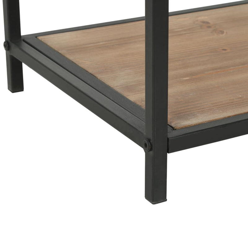 vidaXL Bookcase Solid Firwood and Steel 90.5x35x180 cm