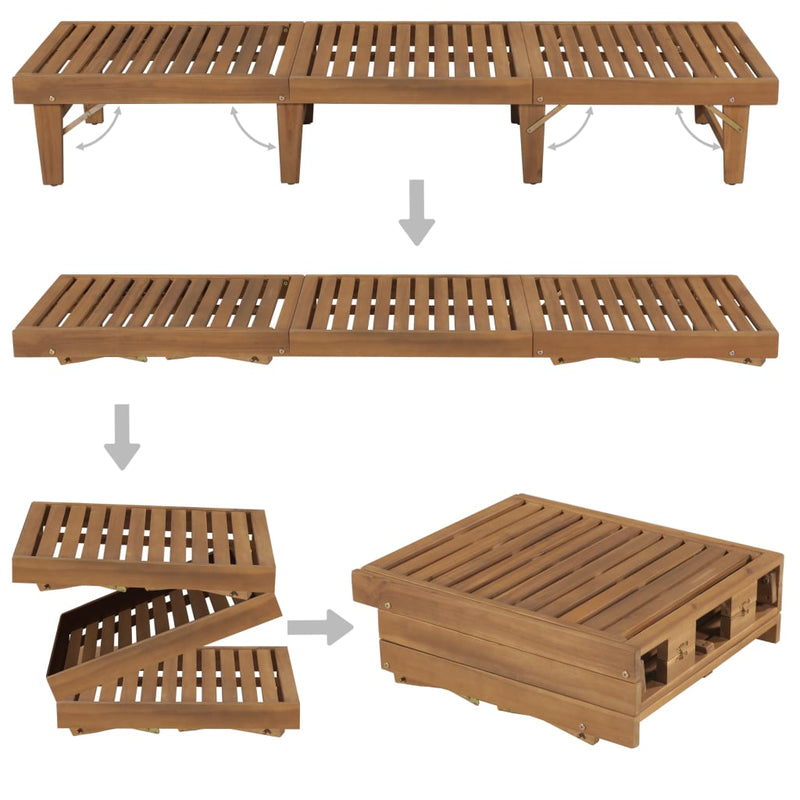 vidaXL Folding Sun Lounger Solid Acacia Wood