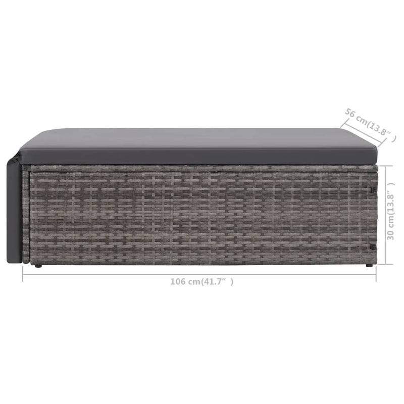 vidaXL 2 Piece Garden Lounge Set with Cushions Poly Rattan Grey