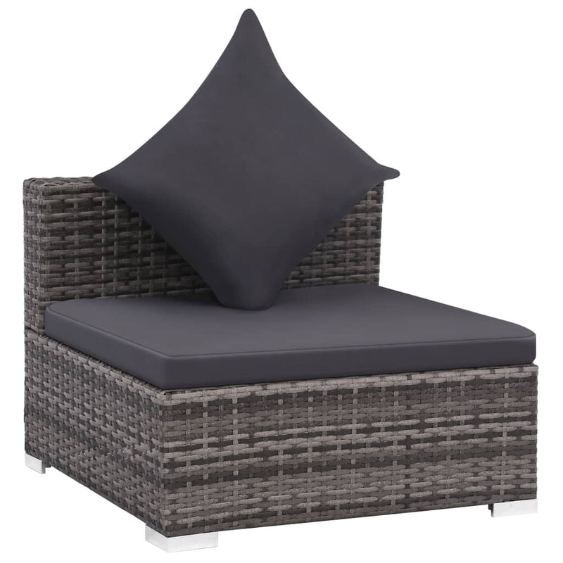 vidaXL 7 Piece Garden Lounge Set with Cushions Poly Rattan Grey