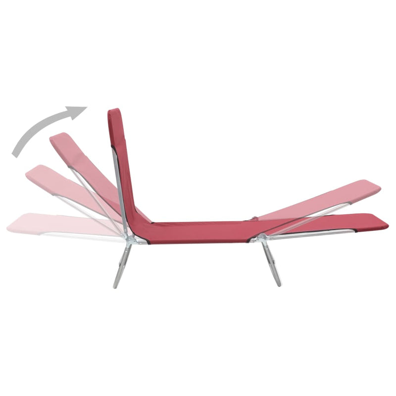 vidaXL Folding Sun Loungers 2 pcs Steel and Fabric Red