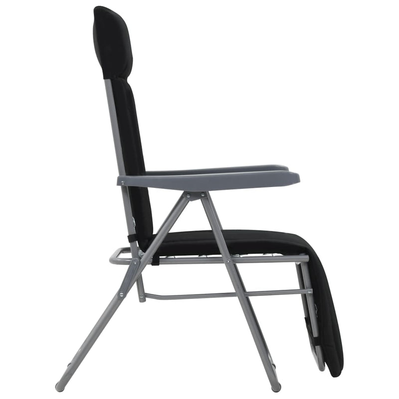 vidaXL Folding Garden Chairs with Cushions 2 pcs Black