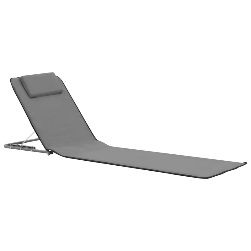 vidaXL Folding Beach Mats 2 pcs Steel and Fabric Grey