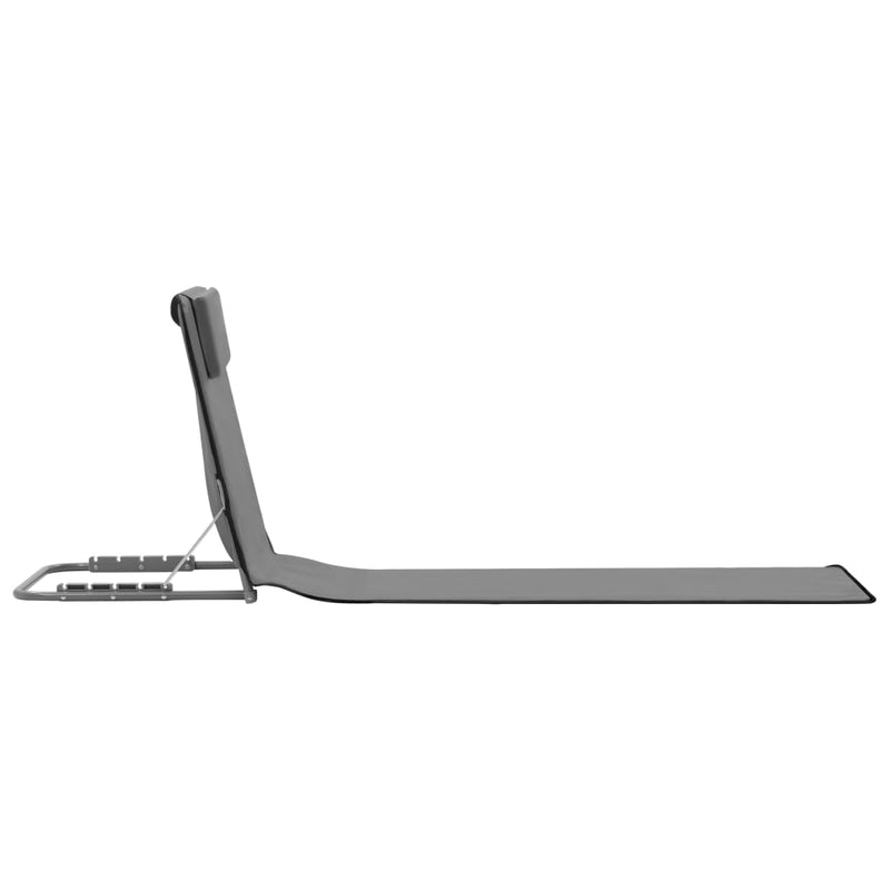 vidaXL Folding Beach Mats 2 pcs Steel and Fabric Grey