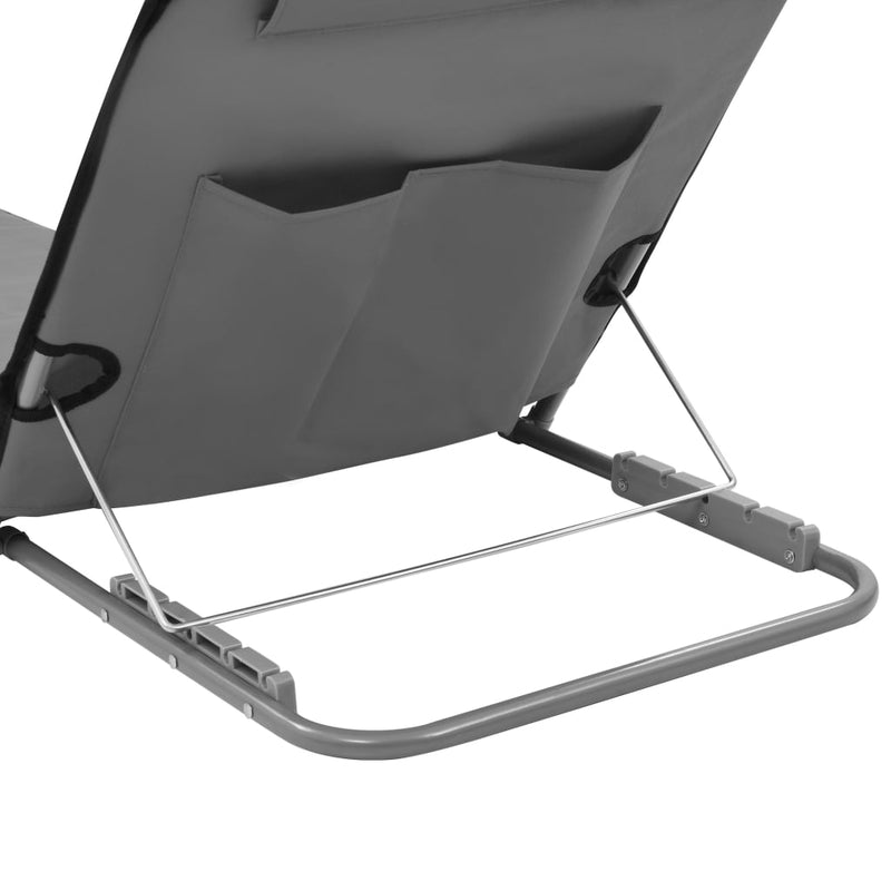 vidaXL Folding Beach Mats 2 pcs Steel and Fabric Grey