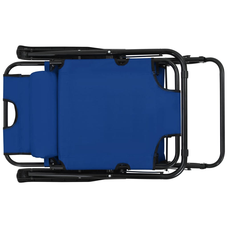 vidaXL Folding Sun Loungers 2 pcs with Footrests Steel Blue