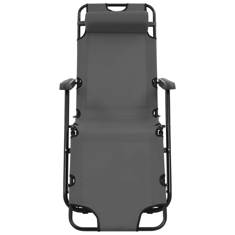 vidaXL Folding Sun Loungers 2 pcs with Footrests Steel Grey