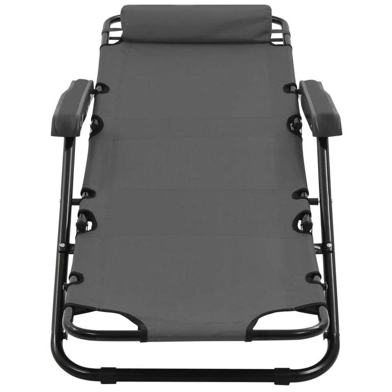 vidaXL Folding Sun Loungers 2 pcs with Footrests Steel Grey