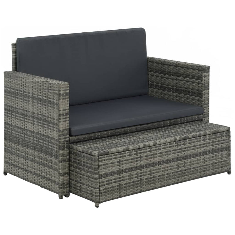 vidaXL 2 Piece Garden Lounge Set with Cushions Poly Rattan Grey