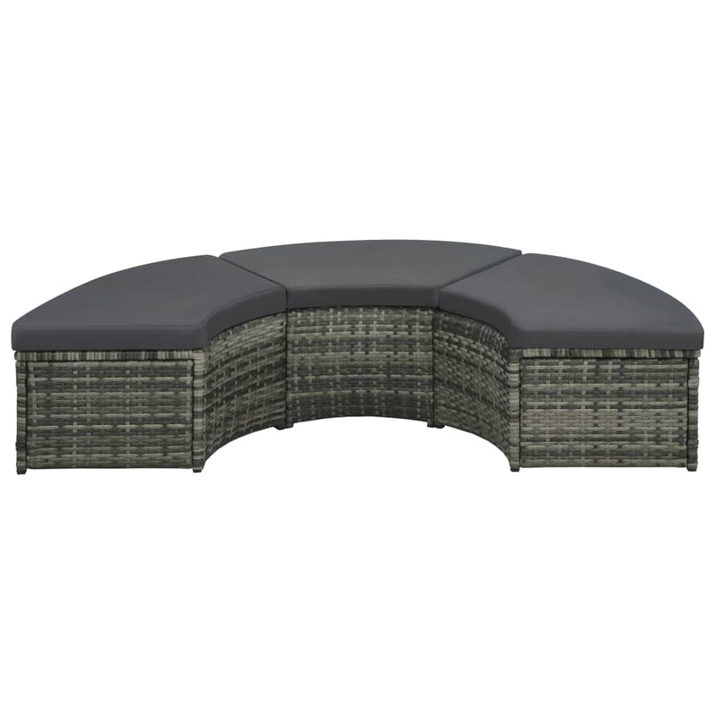 vidaXL 7 Piece Garden Lounge Set with Cushions Poly Rattan Grey