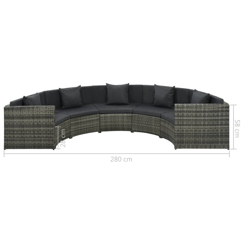 vidaXL 7 Piece Garden Lounge Set with Cushions Poly Rattan Grey