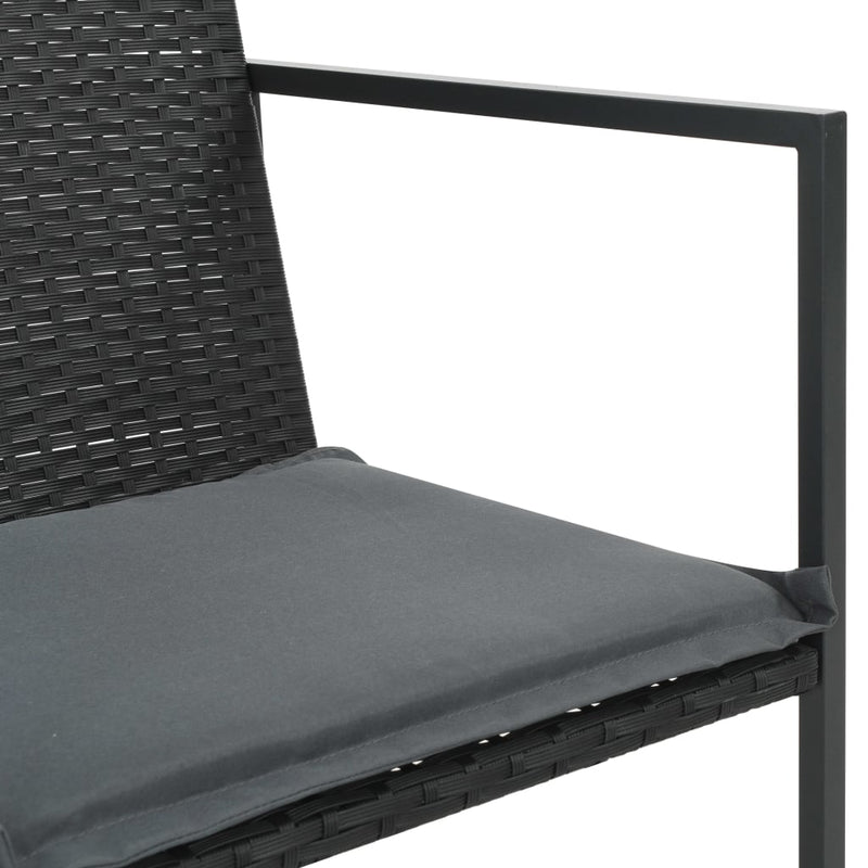 vidaXL 7 Piece Outdoor Dining Set with Cushions Poly Rattan Black