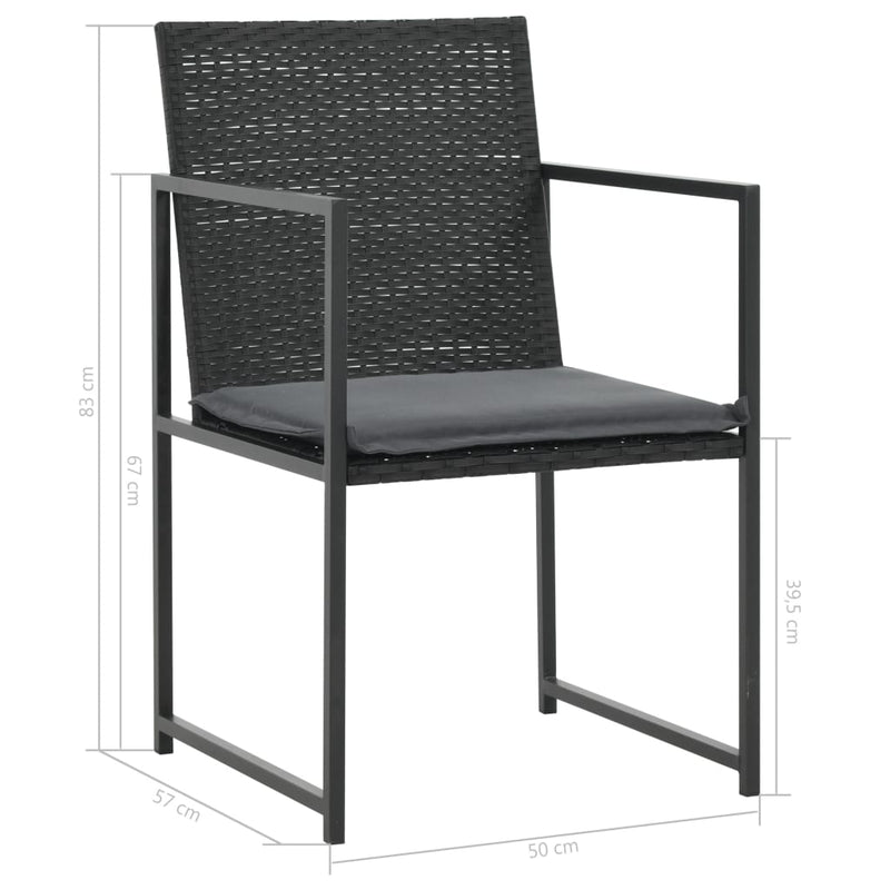 vidaXL 7 Piece Outdoor Dining Set with Cushions Poly Rattan Black