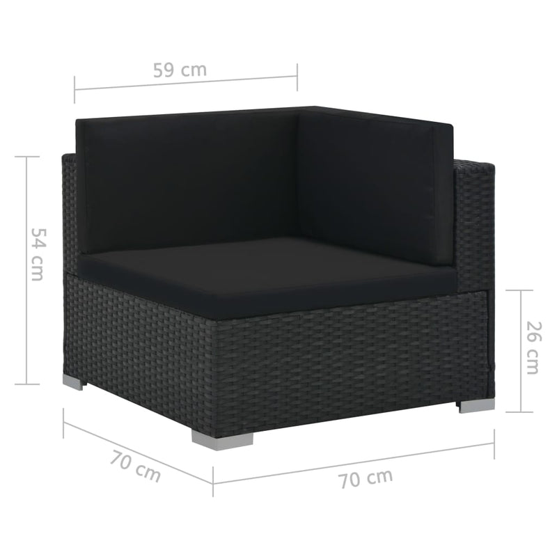 vidaXL 6 Piece Garden Lounge Set with Cushions Poly Rattan Black
