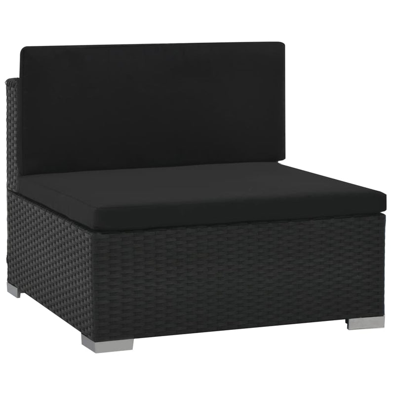 vidaXL 6 Piece Garden Lounge Set with Cushions Poly Rattan Black
