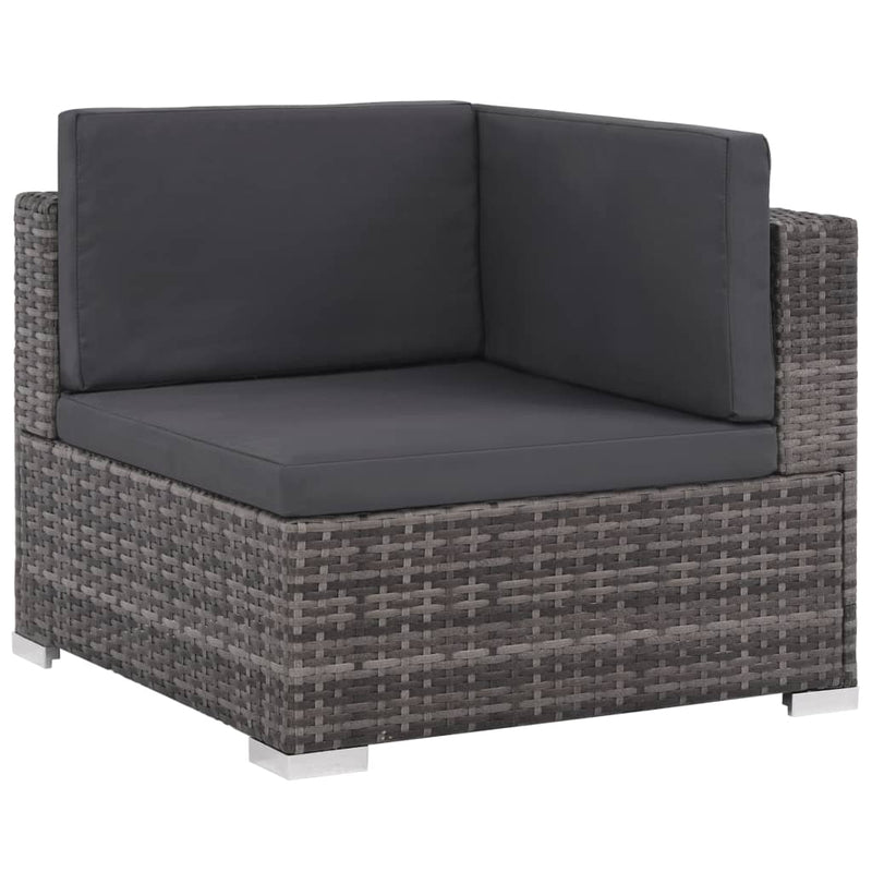 vidaXL 7 Piece Garden Lounge Set with Cushions Poly Rattan Grey