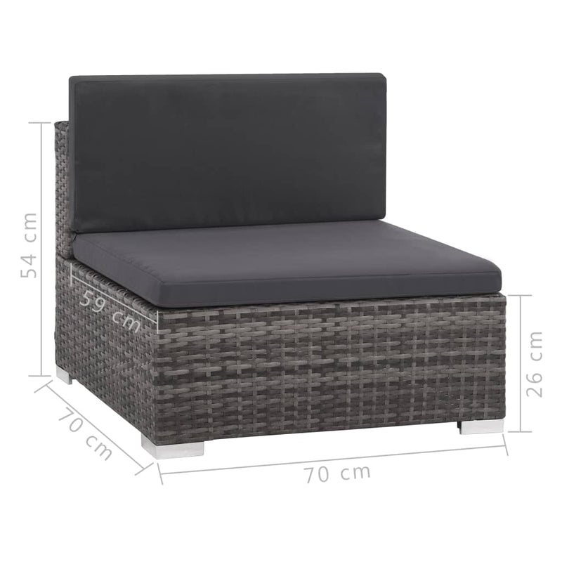vidaXL 7 Piece Garden Lounge Set with Cushions Poly Rattan Grey