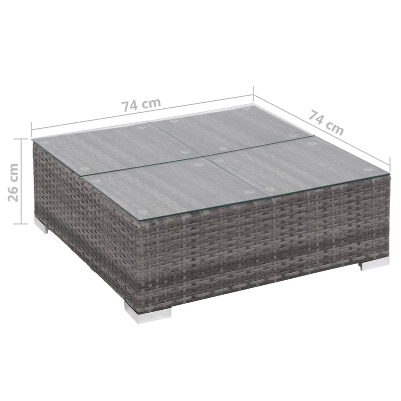 vidaXL 7 Piece Garden Lounge Set with Cushions Poly Rattan Grey
