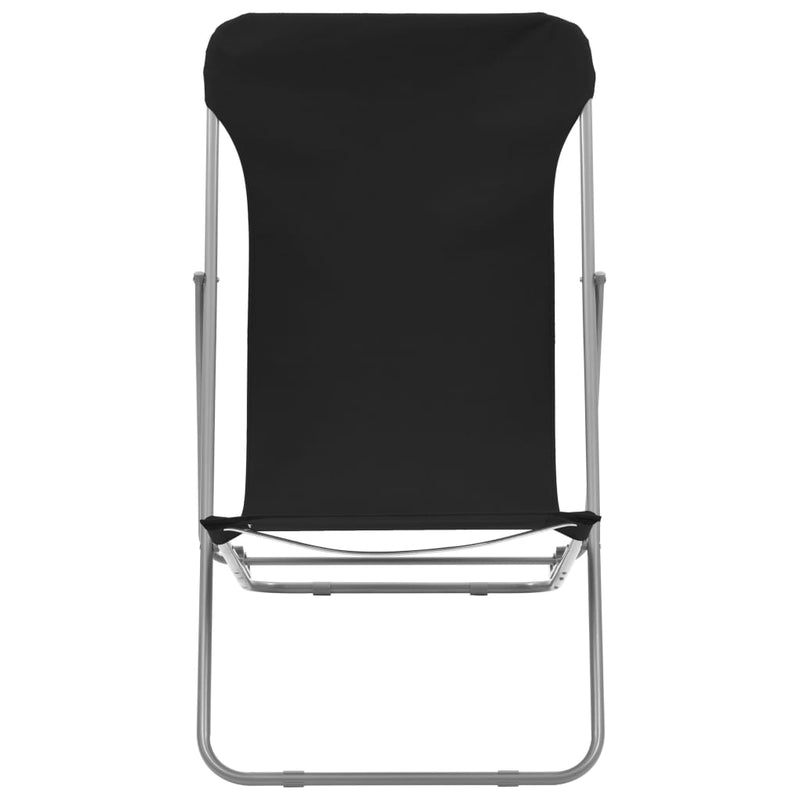 vidaXL Folding Beach Chairs 2 pcs Steel and Oxford Fabric Black