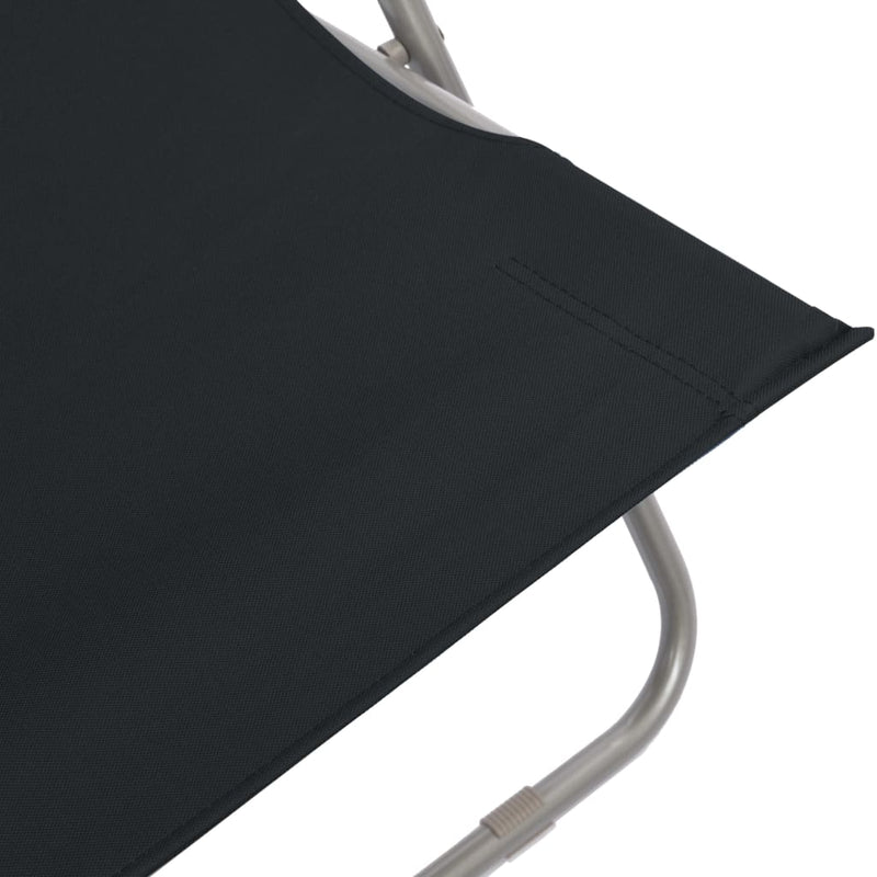 vidaXL Folding Beach Chairs 2 pcs Steel and Oxford Fabric Black
