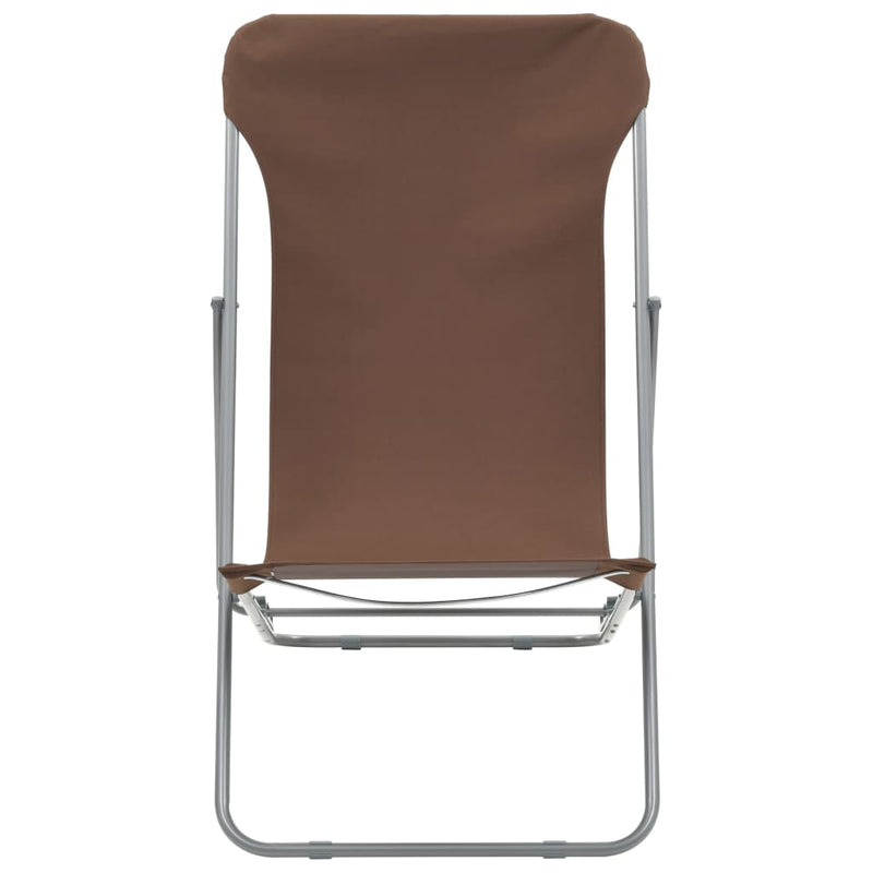 vidaXL Folding Beach Chairs 2 pcs Steel and Oxford Fabric Brown