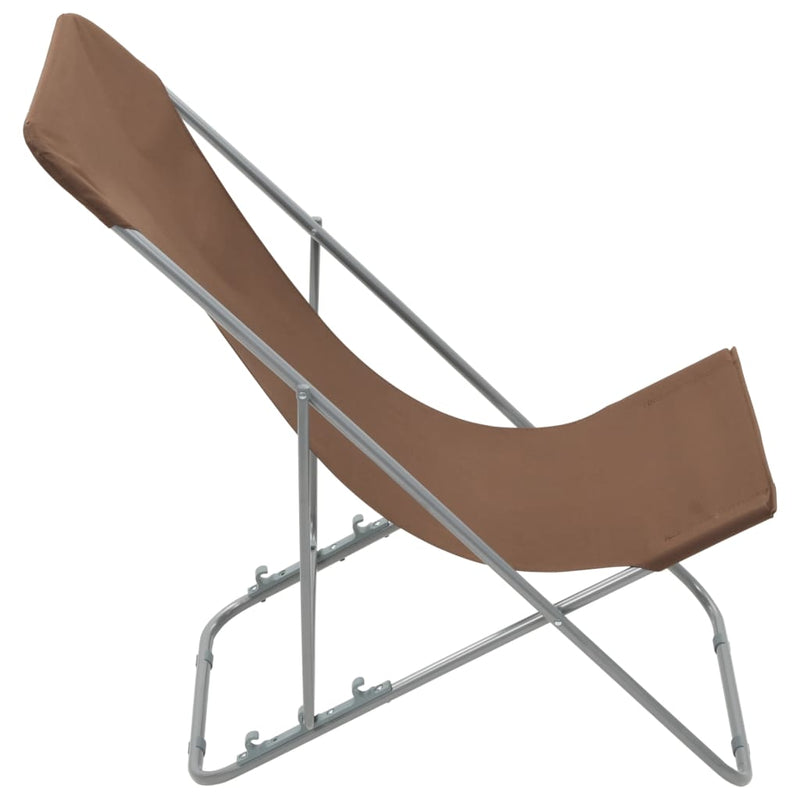 vidaXL Folding Beach Chairs 2 pcs Steel and Oxford Fabric Brown