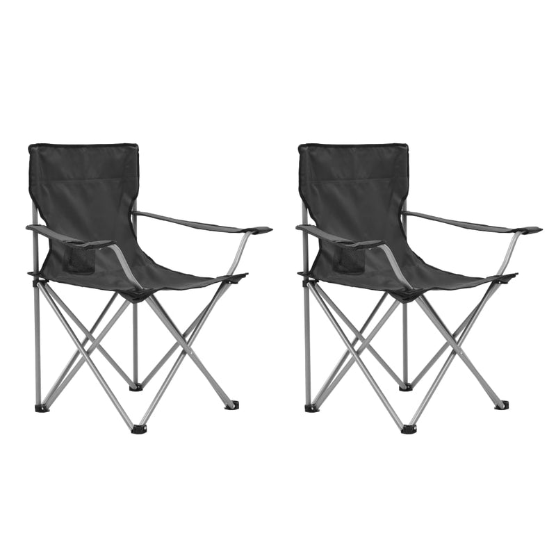 vidaXL Camping Table and Chair Set 3 Pieces Grey
