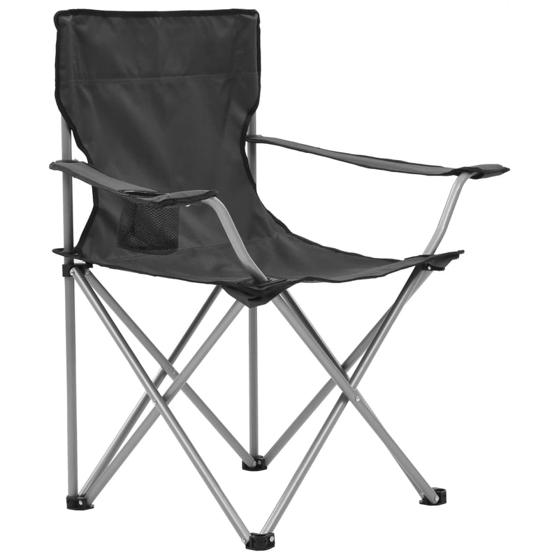 vidaXL Camping Table and Chair Set 3 Pieces Grey