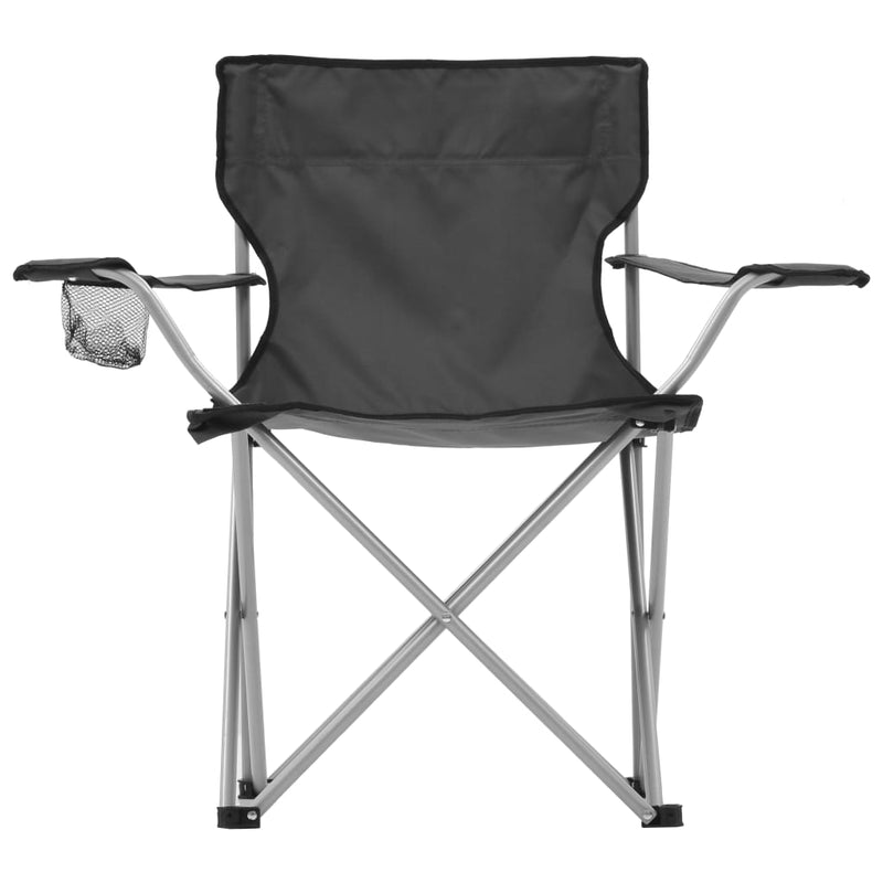 vidaXL Camping Table and Chair Set 3 Pieces Grey