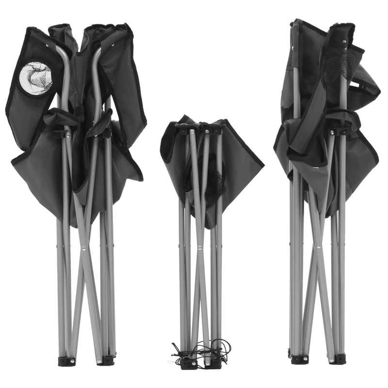 vidaXL Camping Table and Chair Set 3 Pieces Grey