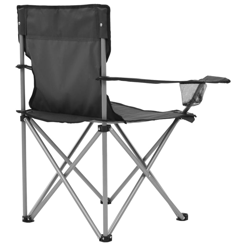 vidaXL Camping Table and Chair Set 3 Pieces Grey