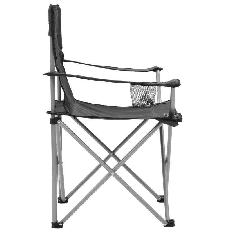vidaXL Camping Table and Chair Set 3 Pieces Grey